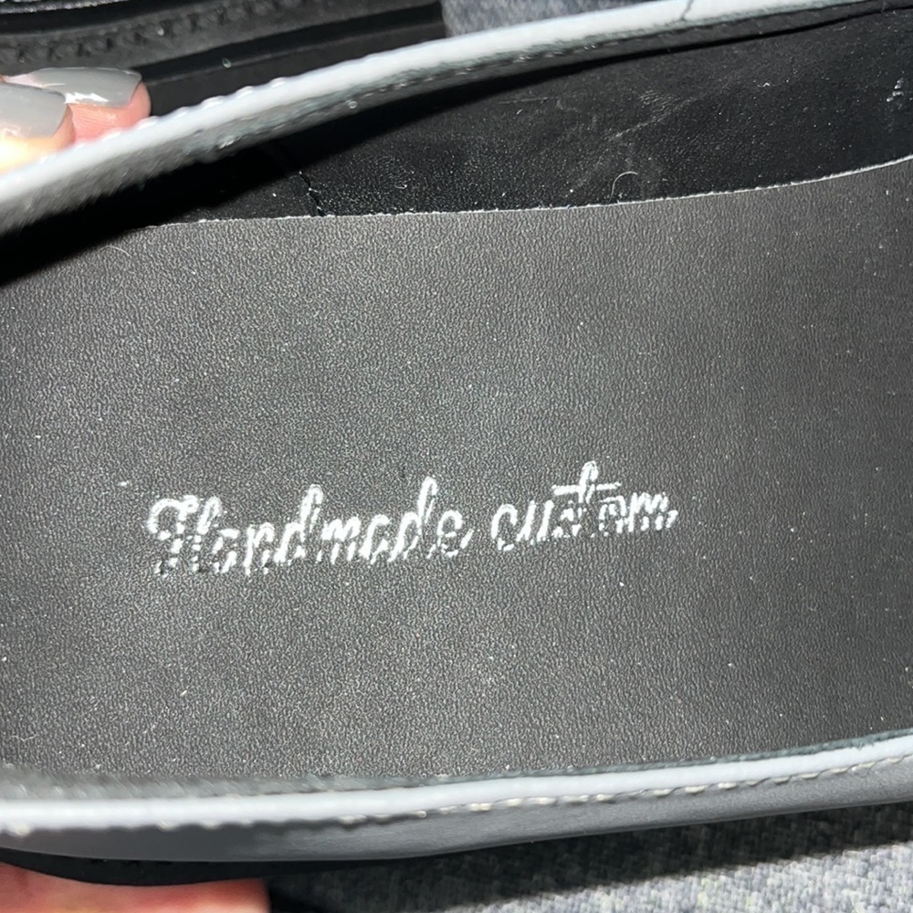 CHIKO Mhina Square Toe Block Heels Loafers Shoes NWOT.  HANDMADE CUSTOM. Grey - Picture 6 of 6